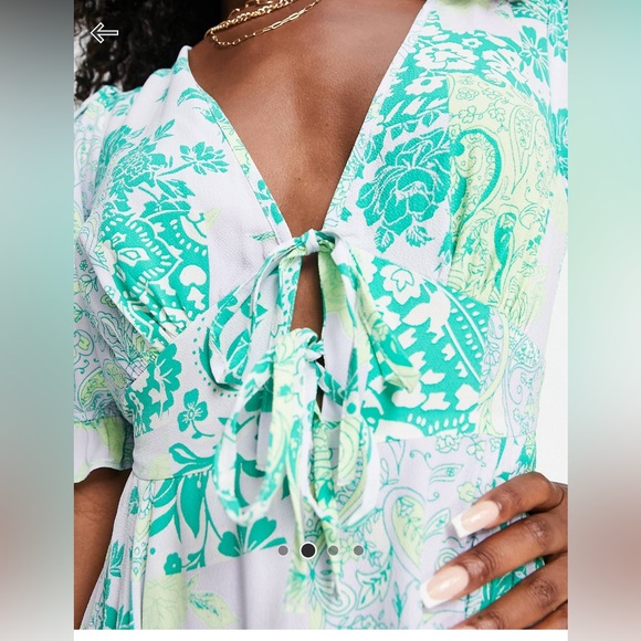 NWT ASOS DESIGN tie front midi tea dress Size 12 - Picture 3 of 7